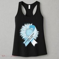 Light Blue Ribbon Sunflower Prostate Cancer Awareness Month Women's Tank Top thumb 3