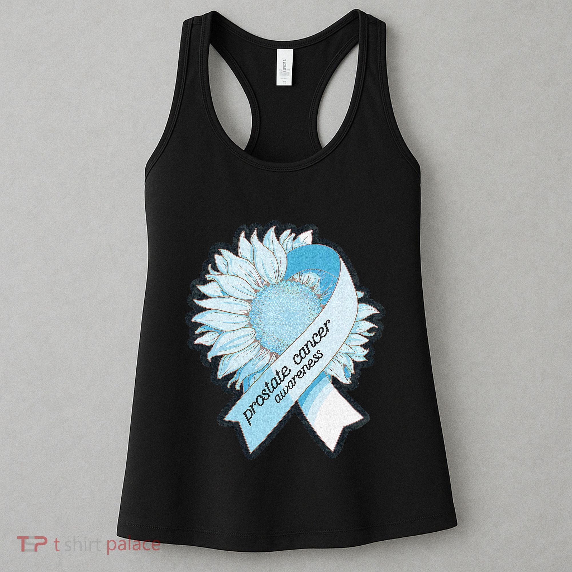 Light Blue Ribbon Sunflower Prostate Cancer Awareness Month Women's Tank Top