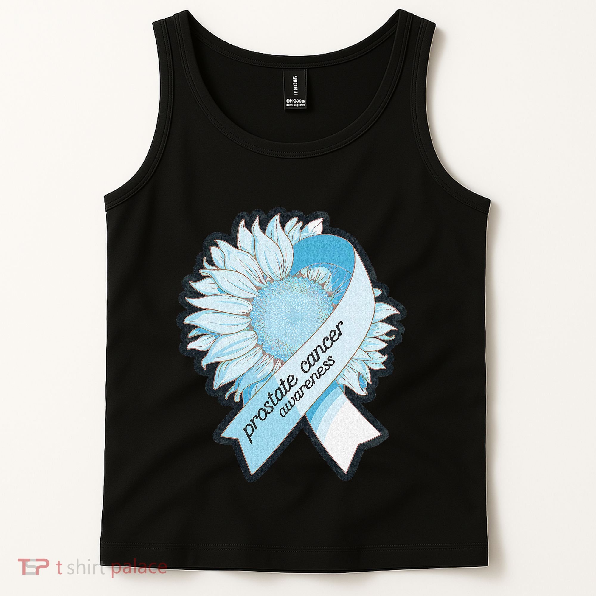 Light Blue Ribbon Sunflower Prostate Cancer Awareness Month Tank Top