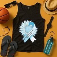 Light Blue Ribbon Sunflower Prostate Cancer Awareness Month Tank Top thumb 4