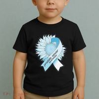 Light Blue Ribbon Sunflower Prostate Cancer Awareness Month Toddler T-Shirt thumb 2