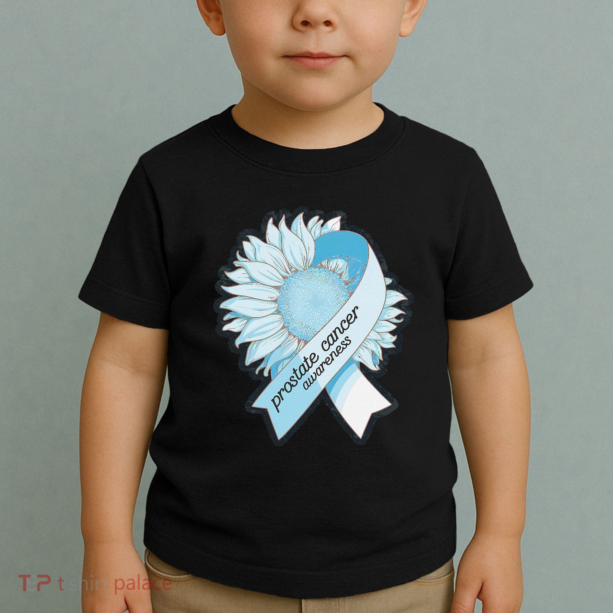 Light Blue Ribbon Sunflower Prostate Cancer Awareness Month Toddler T-Shirt