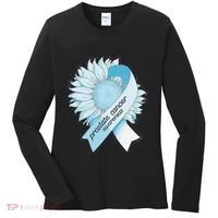Light Blue Ribbon Sunflower Prostate Cancer Awareness Month Women's Long Sleeve Shirt thumb 0