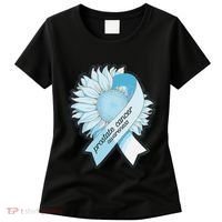 Light Blue Ribbon Sunflower Prostate Cancer Awareness Month Women's T-Shirt thumb 0