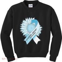 Light Blue Ribbon Sunflower Prostate Cancer Awareness Month Kids Sweatshirt thumb 0