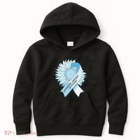 Light Blue Ribbon Sunflower Prostate Cancer Awareness Month Kids Hoodie thumb 0