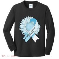 Light Blue Ribbon Sunflower Prostate Cancer Awareness Month Kids Long Sleeve Shirt thumb 0