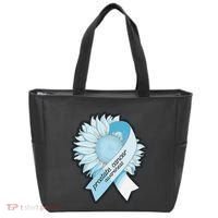 Light Blue Ribbon Sunflower Prostate Cancer Awareness Month Tote Bag thumb 0