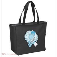 Light Blue Ribbon Sunflower Prostate Cancer Awareness Month Tote Bag thumb 2