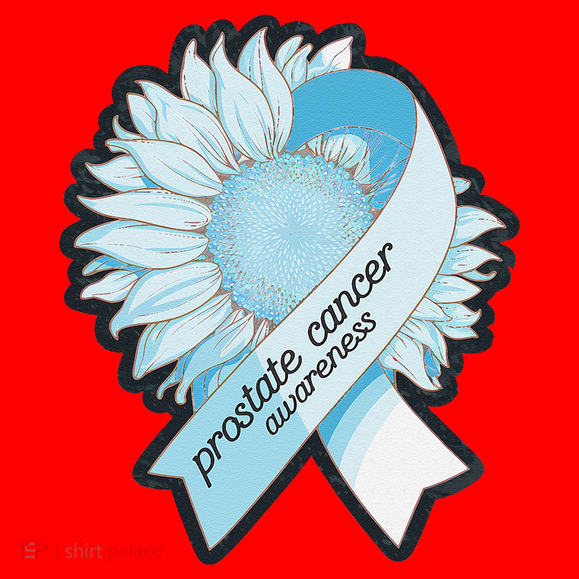Light Blue Ribbon Sunflower Prostate Cancer Awareness Month Santa Hat