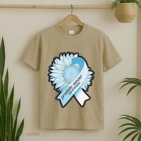 Light Blue Ribbon Sunflower Prostate Cancer Awareness Month T-Shirt thumb 2