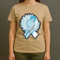 Light Blue Ribbon Sunflower Prostate Cancer Awareness Month T-Shirt thumb 4