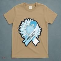 Light Blue Ribbon Sunflower Prostate Cancer Awareness Month T-Shirt thumb 5