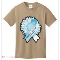 Light Blue Ribbon Sunflower Prostate Cancer Awareness Month Kids T-Shirt thumb 0