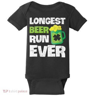 Longest Beer Run Ever St Patricks Day Beer Mug Runner Baby Bodysuit