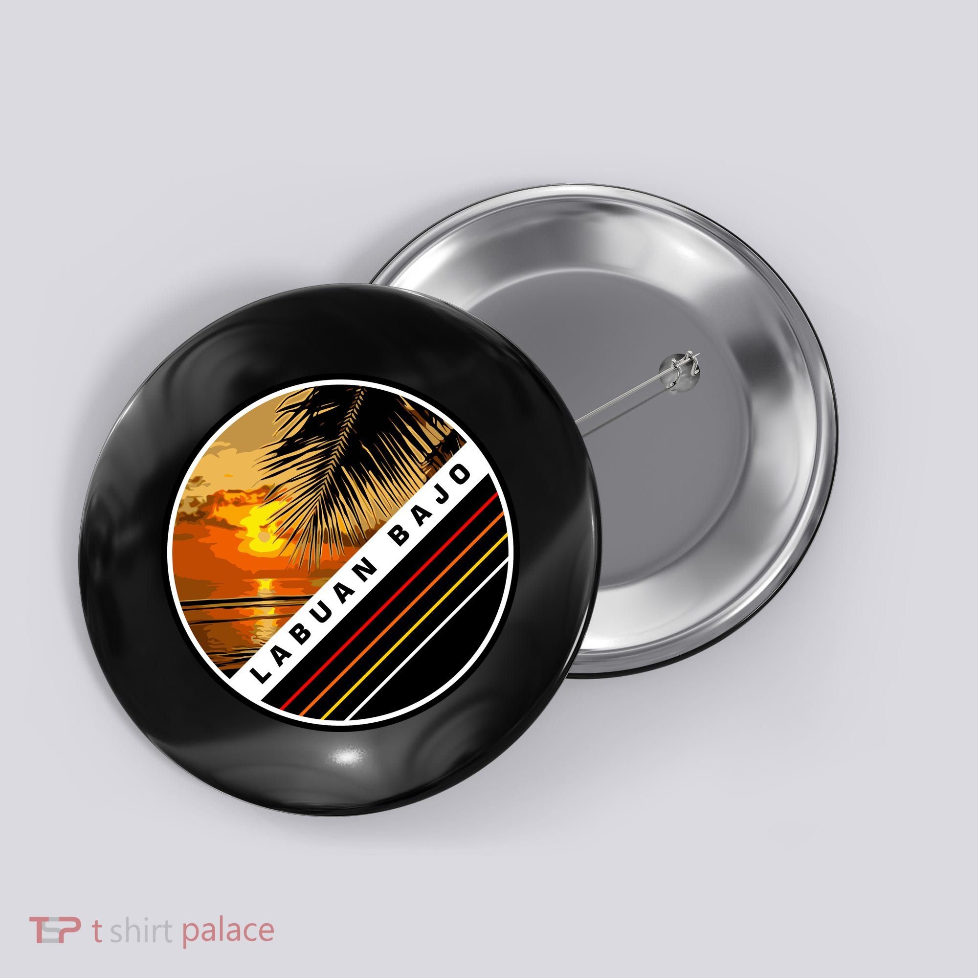 Labuan Bajo Retro Sunset Button