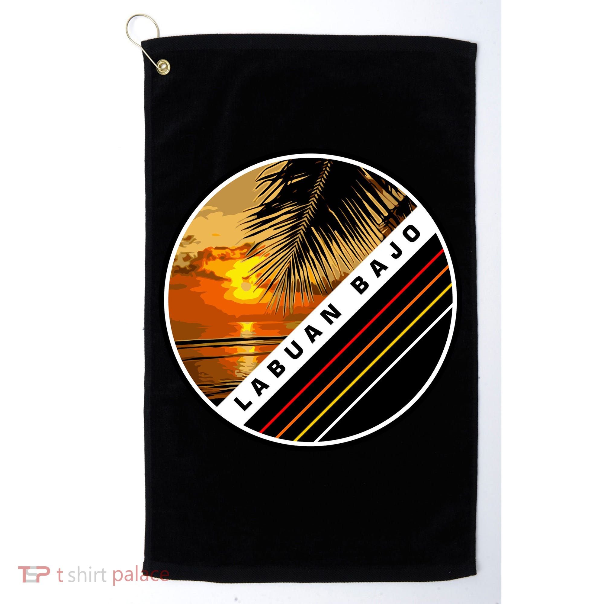 Labuan Bajo Retro Sunset Golf Towel