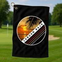 Labuan Bajo Retro Sunset Golf Towel thumb 1