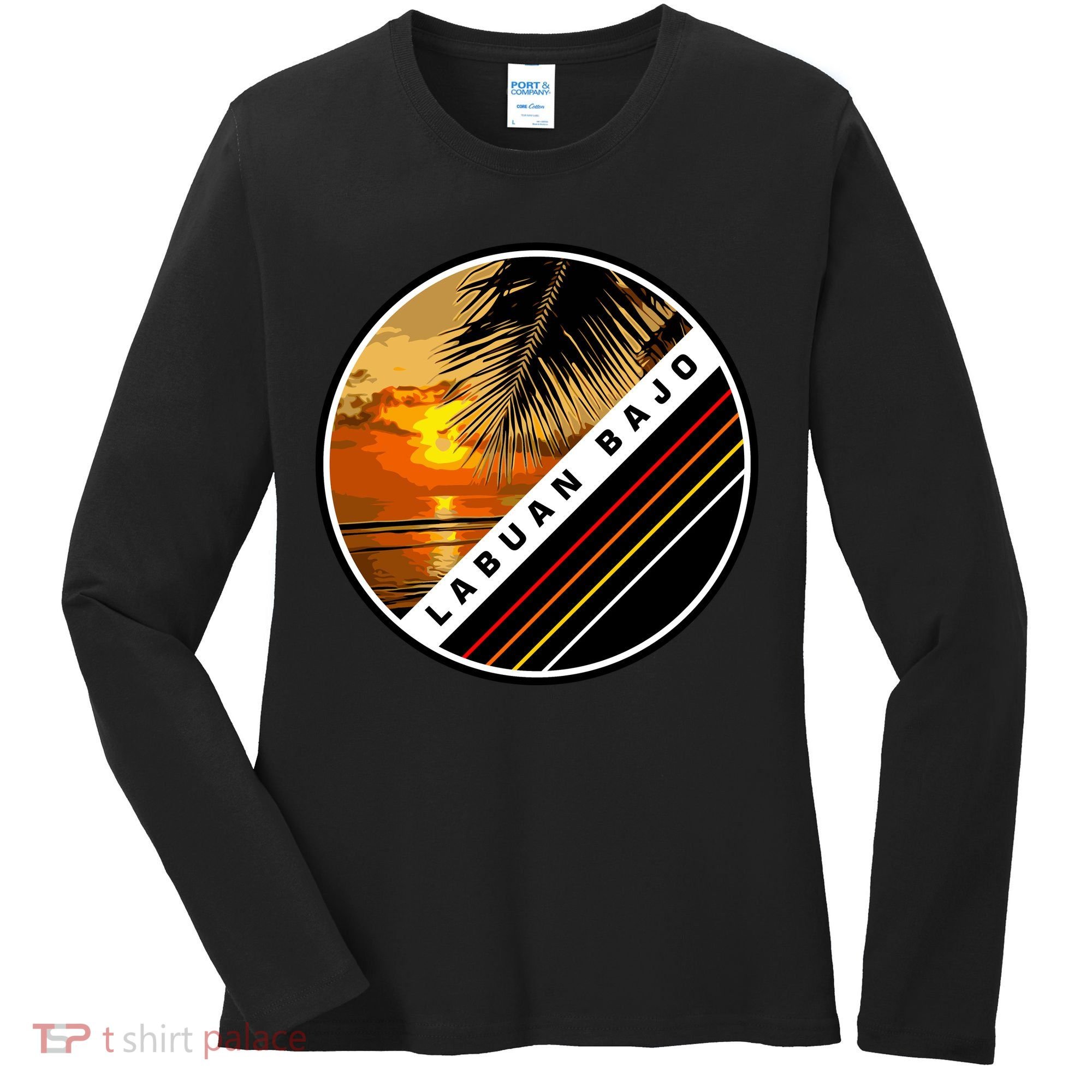 Labuan Bajo Retro Sunset Women's Long Sleeve Shirt