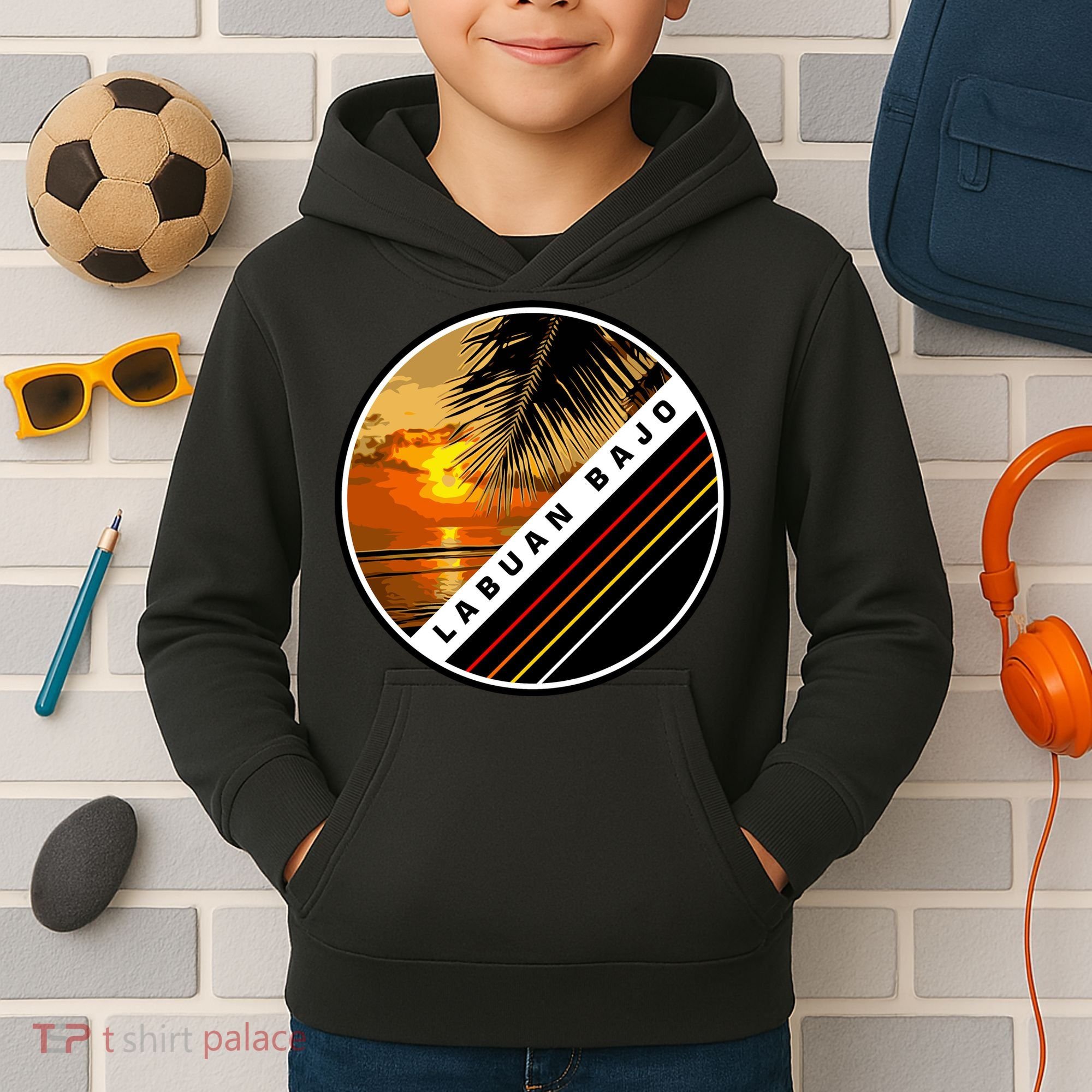 Labuan Bajo Retro Sunset Kids Hoodie