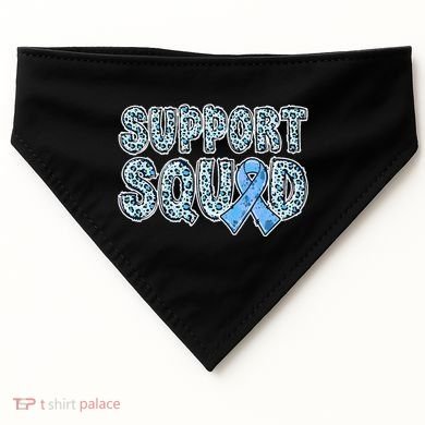 Light Blue Ribbon Leopard Support Squad Prostate Cancer USA-Made Doggie Bandana