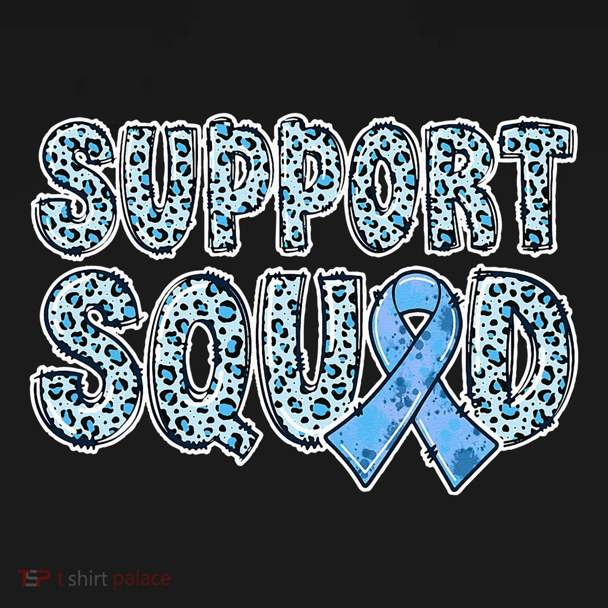 Light Blue Ribbon Leopard Support Squad Prostate Cancer Long Sleeve Shirt