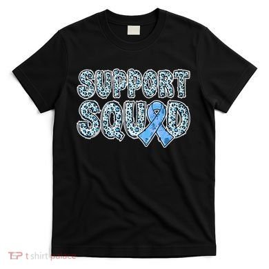 Light Blue Ribbon Leopard Support Squad Prostate Cancer T-Shirt