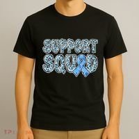 Light Blue Ribbon Leopard Support Squad Prostate Cancer T-Shirt thumb 3