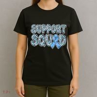Light Blue Ribbon Leopard Support Squad Prostate Cancer T-Shirt thumb 4