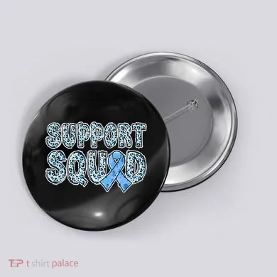 Light Blue Ribbon Leopard Support Squad Prostate Cancer Button