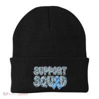 Light Blue Ribbon Leopard Support Squad Prostate Cancer Beanie thumb 0