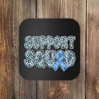 Light Blue Ribbon Leopard Support Squad Prostate Cancer Coaster thumb 0