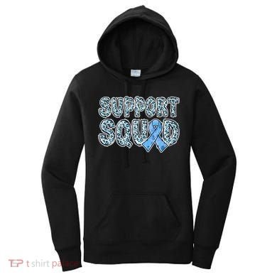 Light Blue Ribbon Leopard Support Squad Prostate Cancer Women's Hoodie