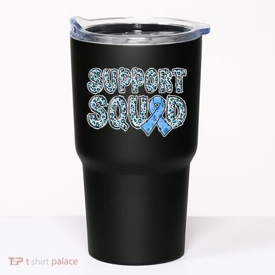 Light Blue Ribbon Leopard Support Squad Prostate Cancer Tumbler