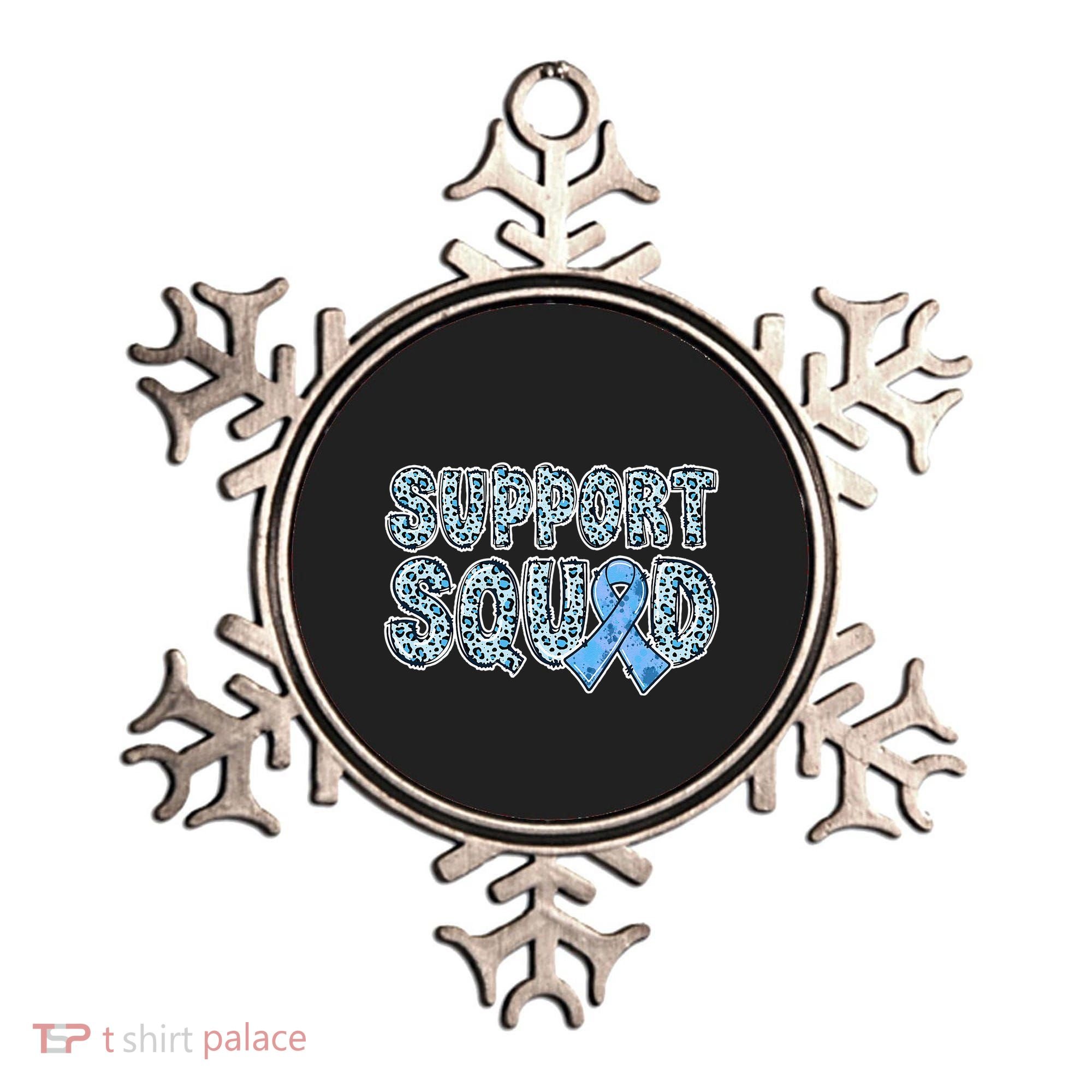 Light Blue Ribbon Leopard Support Squad Prostate Cancer Ornament