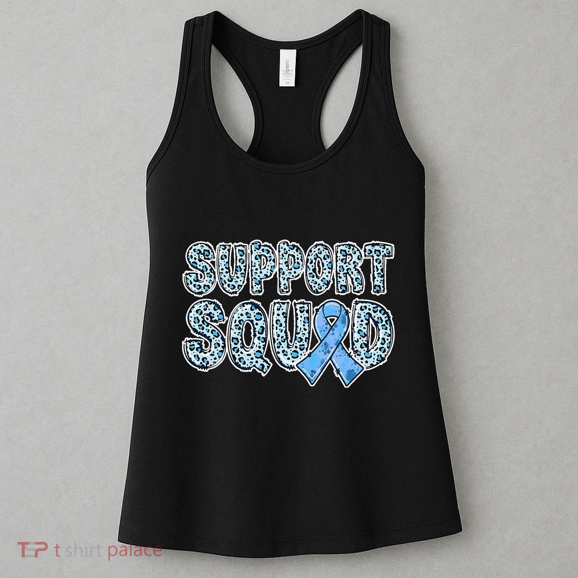 Light Blue Ribbon Leopard Support Squad Prostate Cancer Women's Tank Top