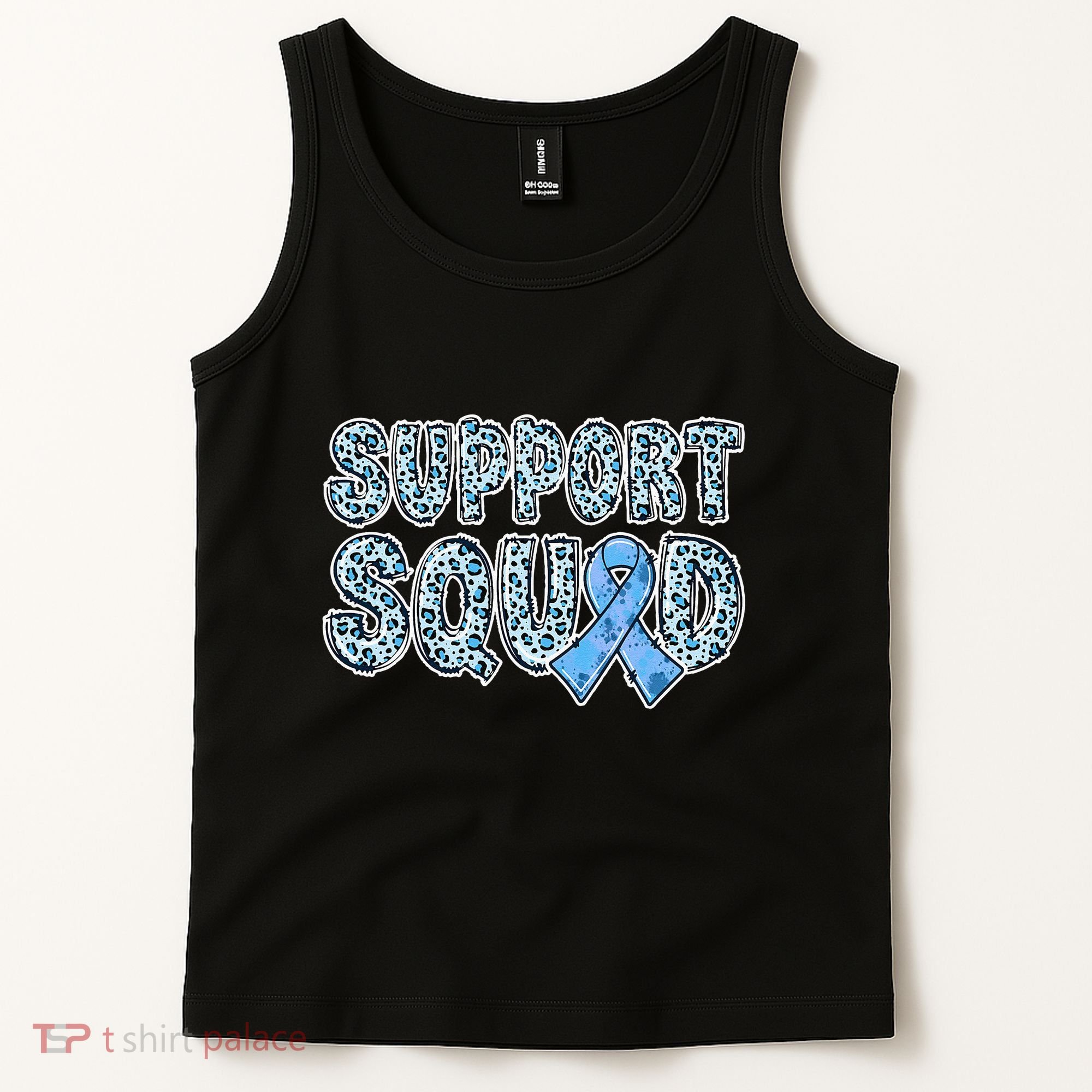 Light Blue Ribbon Leopard Support Squad Prostate Cancer Tank Top
