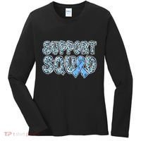Light Blue Ribbon Leopard Support Squad Prostate Cancer Women's Long Sleeve Shirt thumb 0