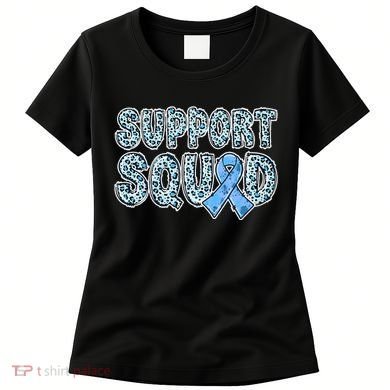 Light Blue Ribbon Leopard Support Squad Prostate Cancer Women's T-Shirt