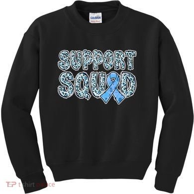 Light Blue Ribbon Leopard Support Squad Prostate Cancer Kids Sweatshirt