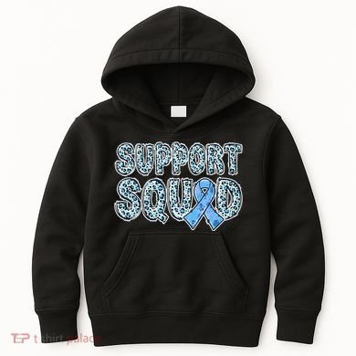 Light Blue Ribbon Leopard Support Squad Prostate Cancer Kids Hoodie