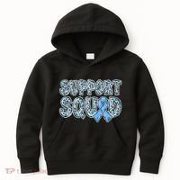 Light Blue Ribbon Leopard Support Squad Prostate Cancer Kids Hoodie thumb 0