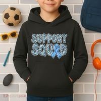Light Blue Ribbon Leopard Support Squad Prostate Cancer Kids Hoodie thumb 2