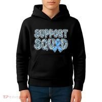 Light Blue Ribbon Leopard Support Squad Prostate Cancer Kids Hoodie thumb 4