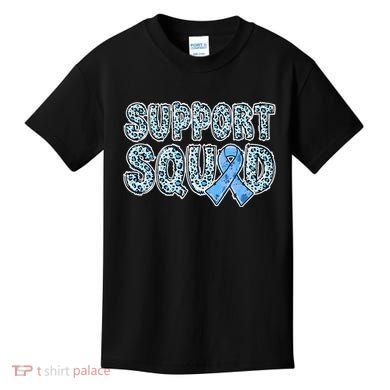 Light Blue Ribbon Leopard Support Squad Prostate Cancer Kids T-Shirt