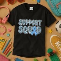 Light Blue Ribbon Leopard Support Squad Prostate Cancer Kids T-Shirt thumb 3