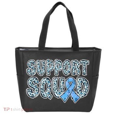 Light Blue Ribbon Leopard Support Squad Prostate Cancer Tote Bag