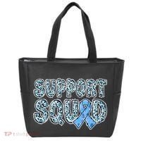 Light Blue Ribbon Leopard Support Squad Prostate Cancer Tote Bag thumb 0
