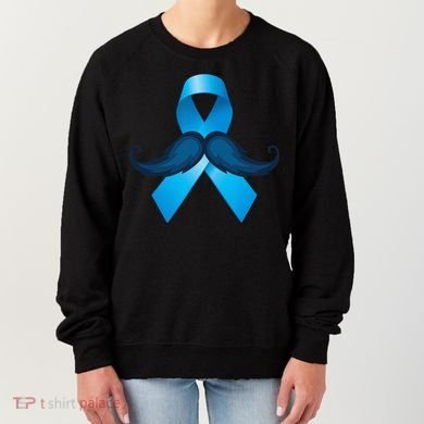 Light Blue Ribbon Mustache Prostate Cancer Awareness Women's Sweatshirt