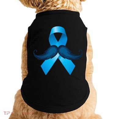 Light Blue Ribbon Mustache Prostate Cancer Awareness Doggie Tank